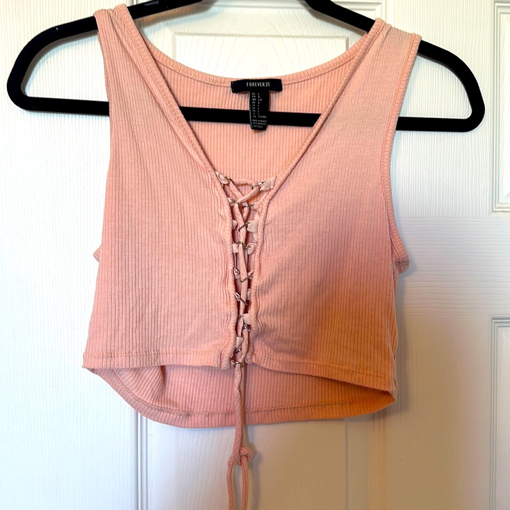 Peach Tie Up Crop Top size L